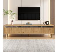 boorbin Mobile TV moderno effetto legno 178 cm - Design minimalista grande portaoggetti 4 cassetti, MDF & acrilico, ideale per soggiorno - stabile, elegante e versatile (colore legno)