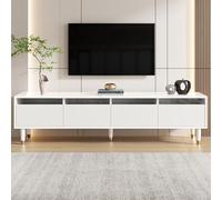 boorbin Mobile TV moderno effetto legno 178 cm - Design minimalista grande portaoggetti 4 cassetti, MDF & acrilico, ideale per soggiorno - stabile, elegante e versatile (bianco)