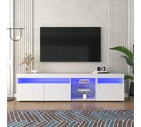boorbin Mobile TV moderno, pannello luminoso, illuminazione a LED variabile, soggiorno e sala da pranzo, 180 cm (bianco)