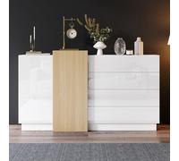 boorbin Moderna credenza bianca, armadio multifunzione in legno, soggiorno, sala da pranzo, credenza bianca con decorazione (bianco, 160 x 37 x 75 cm)