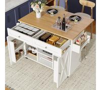boorbin Moderna isola da cucina, armadio da cucina, armadio a buffet, carrello da pranzo con venature del legno, tavolo da pranzo multifunzionale con spazio di archiviazione, carrello da pranzo con