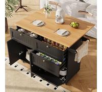 boorbin Moderna isola da cucina, armadio da cucina, armadio a buffet, carrello da pranzo con venature del legno, armadio a buffet, tavolo da pranzo multifunzionale con spazio di archiviazione