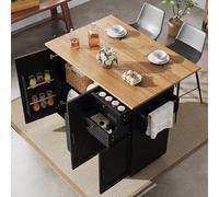 boorbin Moderna isola da cucina, armadio da cucina, armadio a buffet, carrello da pranzo con venature del legno, armadio a buffet, tavolo da pranzo multifunzionale con spazio di archiviazione