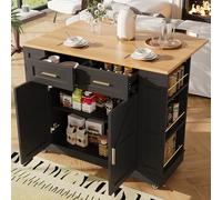 boorbin Moderna isola da cucina, armadio da cucina, armadio a buffet, carrello da pranzo con venature del legno, armadio a buffet, tavolo da pranzo multifunzionale con spazio di archiviazione