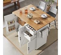boorbin Moderna isola da cucina, armadio da cucina, armadio a buffet, carrello da pranzo con venature del legno, armadio a buffet, tavolo da pranzo multifunzionale con spazio di archiviazione