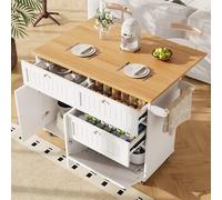 boorbin Moderna isola da cucina, armadio da cucina, armadio a buffet, carrello da pranzo con venature del legno, armadio a buffet, tavolo da pranzo multifunzionale con spazio di archiviazione