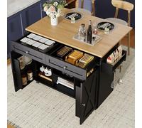 boorbin Moderna isola da cucina, armadio da cucina, armadio a buffet, carrello da pranzo con venature del legno, tavolo da pranzo multifunzionale con spazio di archiviazione, carrello da pranzo con