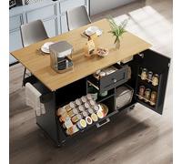 boorbin Moderna isola da cucina, armadio da cucina per pattumiera, armadio a buffet, tavolo da pranzo multifunzionale con spazio di archiviazione, carrello da pranzo con mensole per snack e armadi
