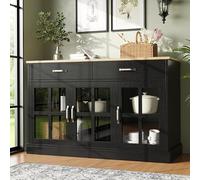boorbin Moderna isola della cucina (102×45×92cm), armadio da cucina, armadio a buffet, carrello da pranzo con venature del legno, armadio a buffet, tavolo da pranzo multifunzionale con spazio di