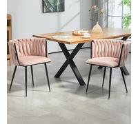 boorbin Moderno lussuoso set di sedie da pranzo in velluto con gambe in metallo dorato, elegante design intrecciato a mano e morbido cuscino per sala da pranzo, soggiorno e camera da letto (set da 2
