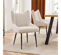 boorbin Poltrona da sala da pranzo, poltrona lounge, poltrona con braccioli, in velluto, cuscino ispessito (2, beige)