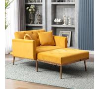 boorbin Poltrona in stile moderno, schienale regolabile sedia a sdraio, divano pieghevole sedia, adatto per soggiorno camera da letto studio camera divano singolo (giallo senape)