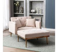boorbin Poltrona in stile moderno, schienale regolabile sedia a sdraio, divano pieghevole sedia, adatto per soggiorno camera da letto studio camera divano singolo (beige)