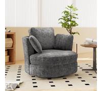 boorbin Poltrona moderna XXL in ciniglia beige, 3 cuscini utilizzabili singolarmente, imbottitura della seduta altamente elastica - comoda poltrona da lettura per soggiorno, camera da letto e studio