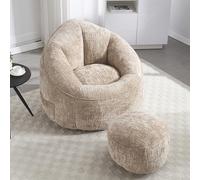 boorbin Pouf per divano, sedia ad alta pressione, in schiuma, per adulti, materiale con imbottitura in schiuma imbottita, con poggiapiedi (kaki)