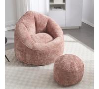 boorbin Pouf per divano, sedia ad alta pressione, in schiuma, per adulti, materiale con imbottitura in schiuma imbottita, con poggiapiedi (rosa)