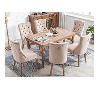 boorbin Sedia a 4 piedi, in velluto beige, con schienale alto, con trapuntatura a bottoni, struttura in legno massiccio, beige (6)