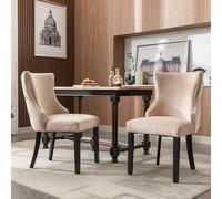boorbin Sedia a 4 piedi, in velluto beige, con trapuntatura a bottoni, struttura in legno massiccio, beige (2)
