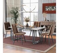 boorbin Sedia da pranzo (4 pz), marrone, set da 4 sedie imbottite, design con schienale, seduta in velluto, struttura in metallo
