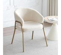 boorbin Sedia da pranzo bianca moderna in velluto color oro spray, con gambe dorate (1)