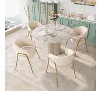 boorbin Sedia da pranzo bianca moderna in velluto color oro spray, con gambe dorate (4)