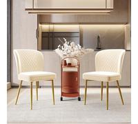 boorbin Sedia da pranzo, con schienale imbottito, seduta in velluto, struttura in metallo, beige (2)