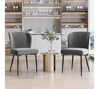 boorbin Sedia da pranzo, grigio scuro, design con schienale, seduta in velluto, struttura in metallo (2)
