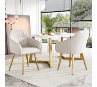 boorbin Sedia da pranzo, imbottita con gambe in metallo, velluto, imbottitura con rivestimento in velluto, con braccioli in velluto, per soggiorno, gambe anteriori regolabili della sedia, beige (2)