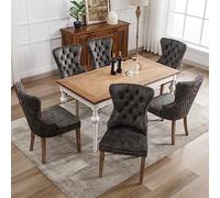 boorbin Sedia da pranzo (sedia da cucina, soggiorno con battente unico sul retro, 2 pz), sedia imbottita con testa chiodata, gambe in legno massiccio, rivestimento in velluto (6, grigio)
