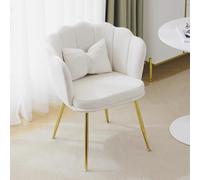 boorbin Sedia da soggiorno moderna in velluto, comoda sedia decorativa imbottita con schienale a petali e gambe in metallo placcato oro, per camera da letto o Esszim (1)