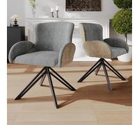 boorbin Sedia da soggiorno, sedia da pranzo, sedia da trucco, stile moderno, gambe in ferro nero, sedia ergonomica, con braccioli, girevole a 360 gradi (2)