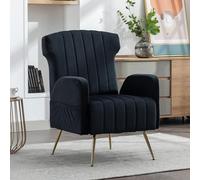 boorbin Sedia decorativa in velluto Wingback con gambe in oro metallizzato, poltrone imbottite, sedia laterale, casual, singolo, soggiorno, camera da letto, ufficio, poltrona da lettura, morbida e