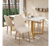 boorbin Sedie da pranzo moderne in velluto beige, gambe in metallo dorato, alla moda e confortevole, adatte per sala da pranzo, soggiorno e studio (4)