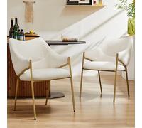 boorbin Sedie da sala da pranzo, poltrona lounge, poltrona con braccioli, tessuto di agnello, cuscino ispessito (2, beige)