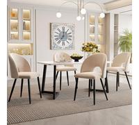 boorbin Set da pranzo, 117 x 68 cm, tavolo da pranzo rettangolare con 4 sedie), tavolo da pranzo moderno, in velluto con motivo a diamanti, gambe regolabili (beige + nero)