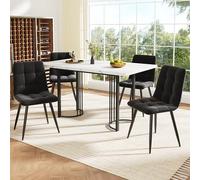 boorbin Set da pranzo (5-TLG), tavolo da pranzo allungabile per 4 persone, tavolo da pranzo 140 × 80 con 4 sedie da pranzo, struttura in metallo rettangolare, sedie da pranzo (1 tavolo da pranzo + 4