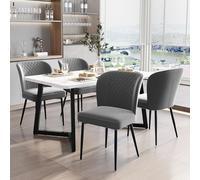 boorbin Set da pranzo (set da 117 x 68 x 75 cm, tavolo da pranzo con 4 sedie), moderno tavolo da cucina, in velluto, sedia con schienale imbottito, tavolo in MDF, gambe del tavolo (grigio)