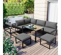 boorbin Set di sedie da giardino, in alluminio, per balconi da giardino, con funzione reclinabile, schienale regolabile in 4 posizioni, con imbottitura morbida per seduta e schienale (grigio-1)