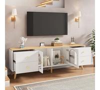 boorbin Set soggiorno, 1 tavolino irregolare a forma di nuvola, 2 decorazioni bianche in legno, 1 supporto TV