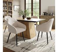 boorbin Set tavolo da pranzo (5 pezzi), 138 x 80 cm, tavolo da pranzo e 4 sedie, moderno con motivo a venature del legno, tavolo da pranzo e soggiorno, sedie in velluto con gambe in legno massiccio