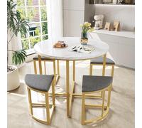 boorbin Set tavolo da pranzo con quattro sedie, set da pranzo con piano in MDF e telaio in ferro dorato, sedia in velluto, moderni tavoli e sedie di lusso (grigio)