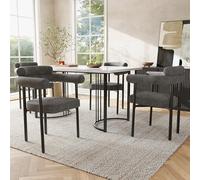 boorbin Set tavolo da pranzo e sedia (set da 5 pezzi) con gambe da tavolo in metallo, con 4 poltrone cave in camoscio grigio, elegante e confortevole, adatto per ristoranti (grigio scuro)