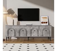 boorbin Tavola TV moderna a 4 porte, 160 cm, design elegante, cerniere soft close, perfetta per soggiorno e area di intrattenimento (grigio)