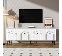 boorbin Tavola TV moderna a 4 porte, 160 cm, design elegante, cerniere soft close, perfetta per soggiorno e area di intrattenimento (bianco)