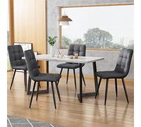 boorbin Tavolo da pranzo rettangolare da 117 cm con set di 4 sedie, tavolo da pranzo moderno, in lino, grigio scuro (grigio scuro+bianco+nero)
