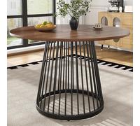 boorbin Tavolo da pranzo rotondo (80 × 80 × 76 cm), tavolo da cucina, tavolino rotondo per 4, adatto alle gambe del tavolo in metallo, MDF color noce