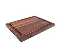 Tagliere Masello Legno In Noce Per Barbecue - Tagliere Con Scanalatura Per Il Succo - Professionale 46 x 31 x 4 cm
