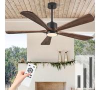 BOOSANT 60 Inch Ceiling Fan with Lights and DC Motor by Remote Control, 5 Reversible Solid Wood Blades, 6-Speed Noiseless DC Motor, Modern Ceiling Fan for Indoor Bedroom Living Room Outdoor Patios