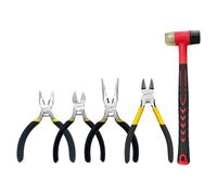 BOOSDEN Set di pinze piccole, 5 pezzi, 25mm Martello in Gomma, 127mm Pinze a Bec, 127mm Pinza a Taglio Laterale, 127mm Pinza diagonale,127mm Pinza Universale