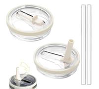 BOOSHMall 2 Coperchi di Ricambio per Tazza da 40 oz Compatibili con Stanley Cup, Riutilizzabili, con 2 Cannucce, Accessori Tazza Stanley, Bianco